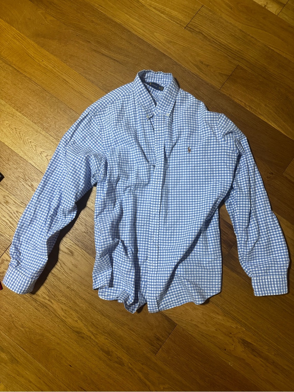 Ralph Lauren Light Blue & White Gingham Button-Down Shirt